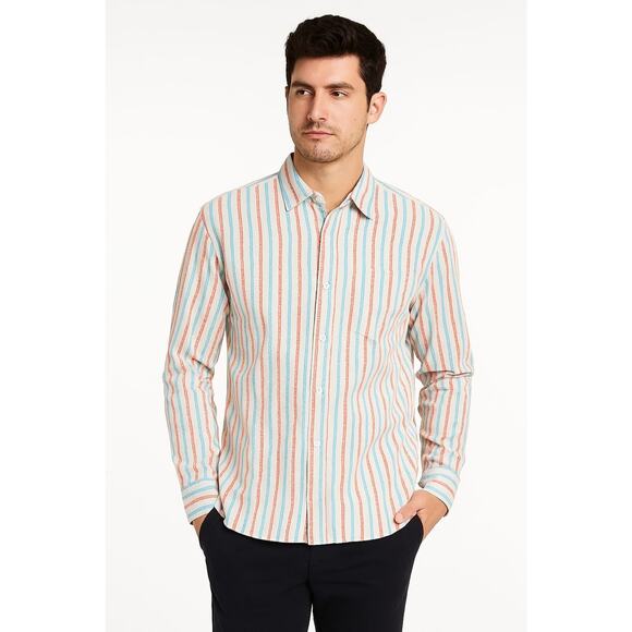 Faconnable Men's Striped Long Sleeve Button Up Dress Shirt Size 2XL - Picture 1 of 12